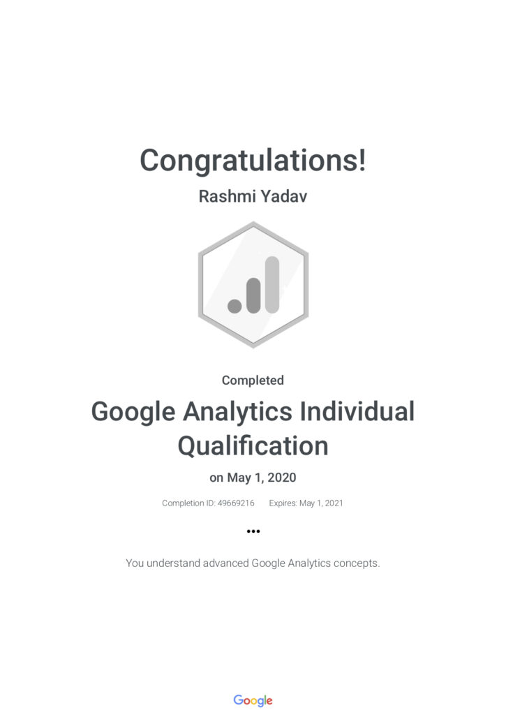 Google Analytics Individual Certification